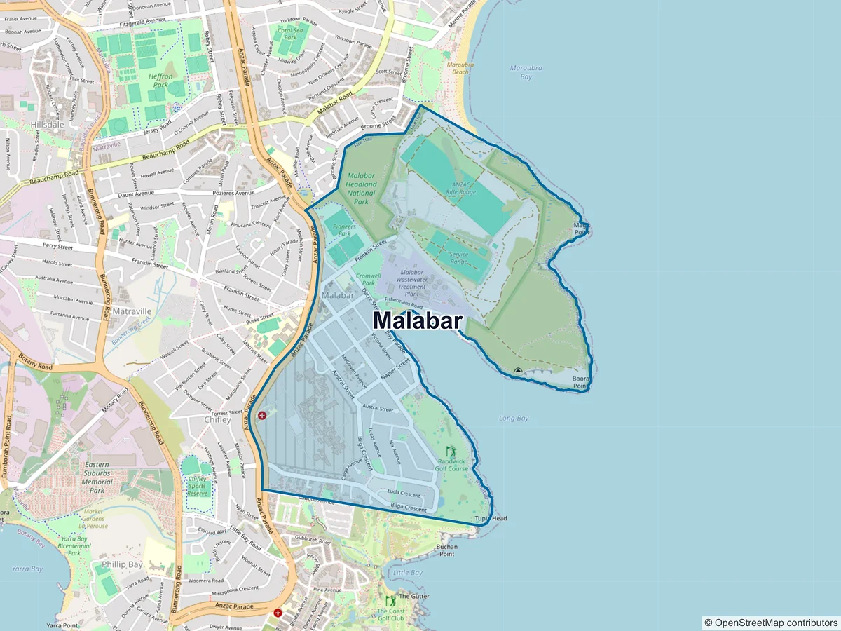 Map of Malabar, NSW, Australia