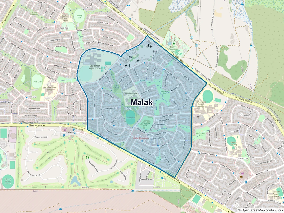 Map of Malak, NT, Australia