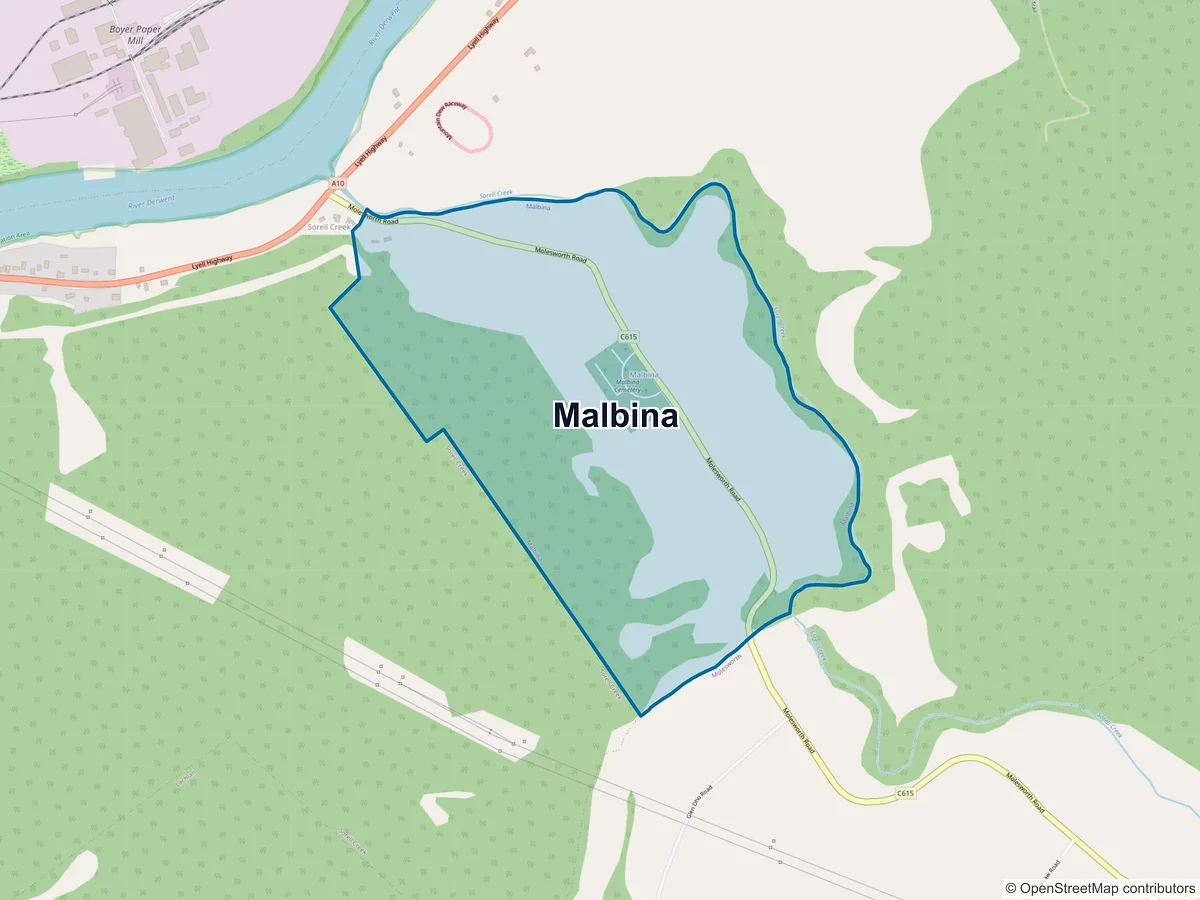 Map of Malbina, TAS, Australia