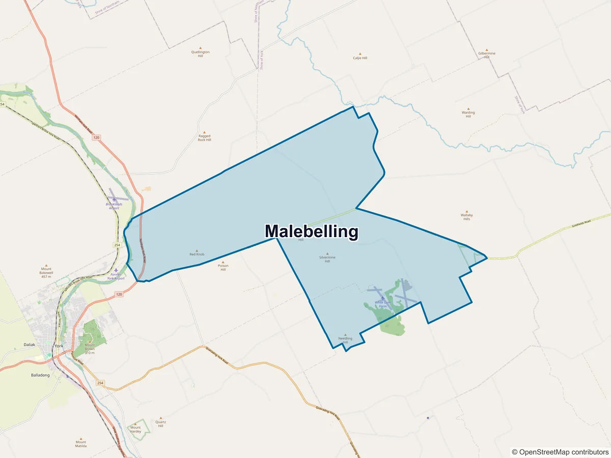 Map of Malebelling, WA, Australia