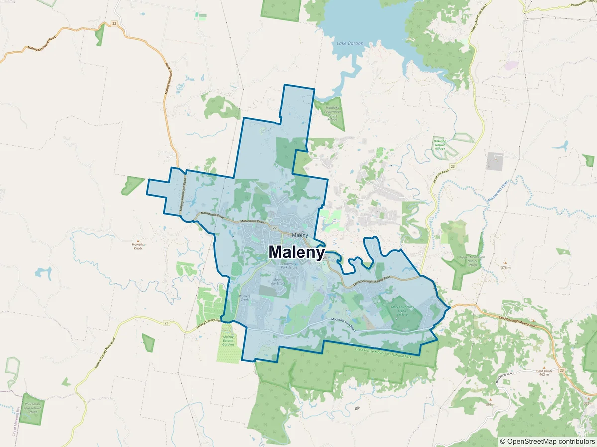 Map of Maleny, QLD, Australia