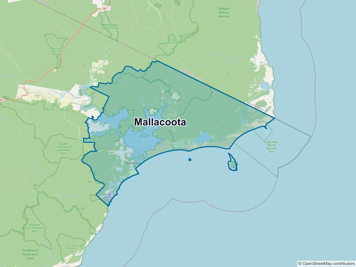 Map of Mallacoota, VIC, Australia