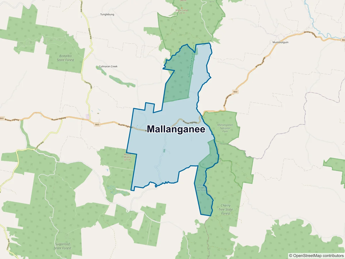 Map of Mallanganee, NSW, Australia