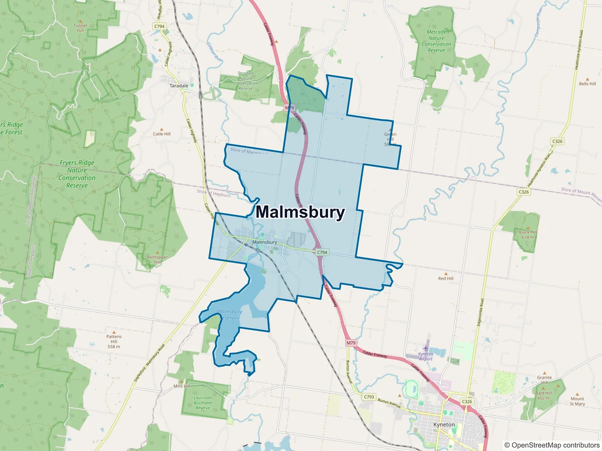 Map of Malmsbury, VIC, Australia