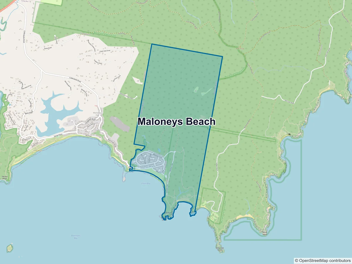 Map of Maloneys Beach, NSW, Australia