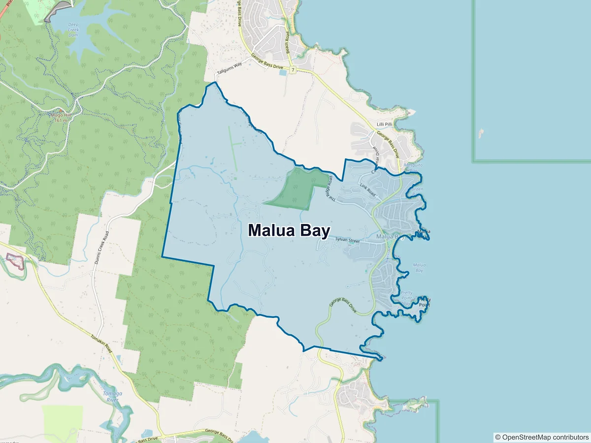 Map of Malua Bay, NSW, Australia