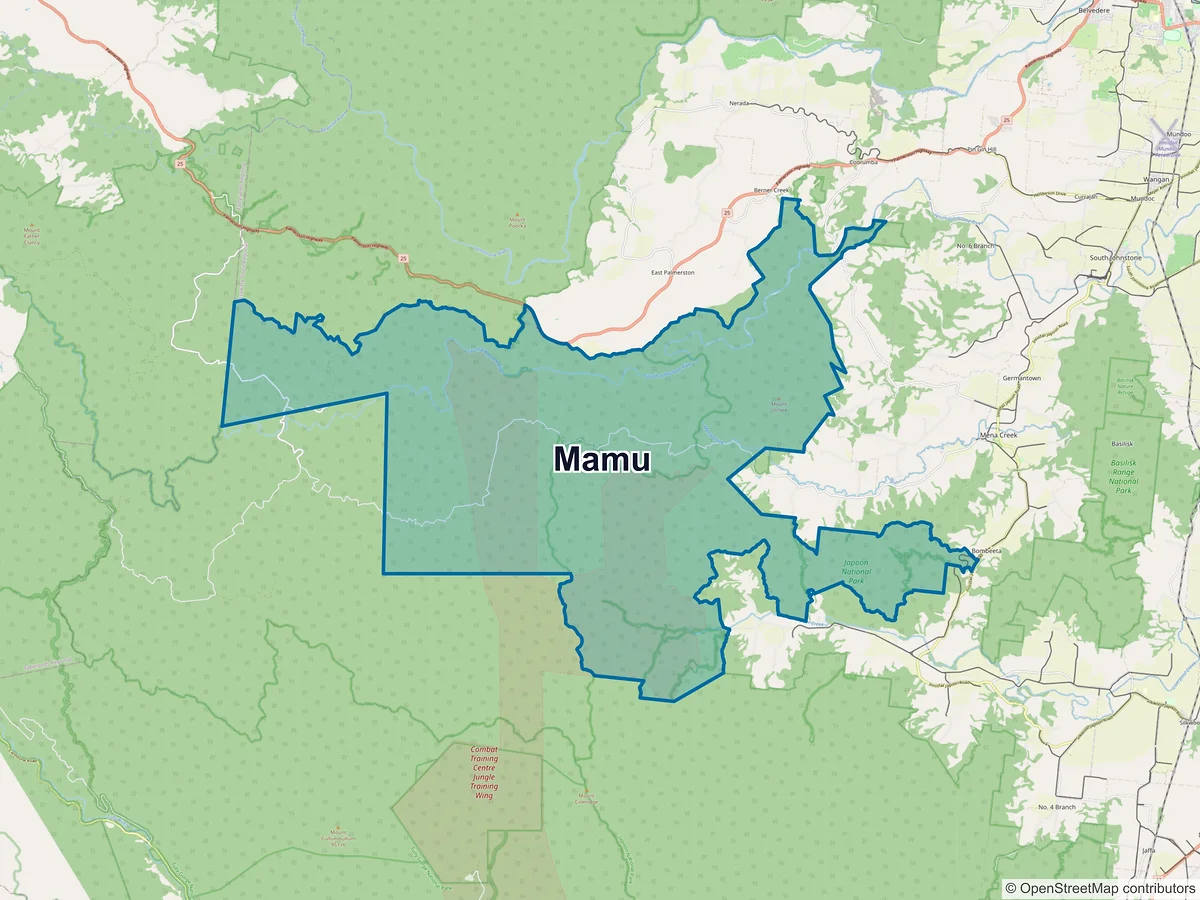 Map of Mamu, QLD, Australia