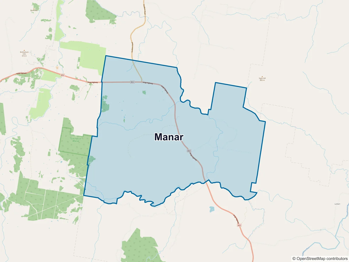 Map of Manar, NSW, Australia