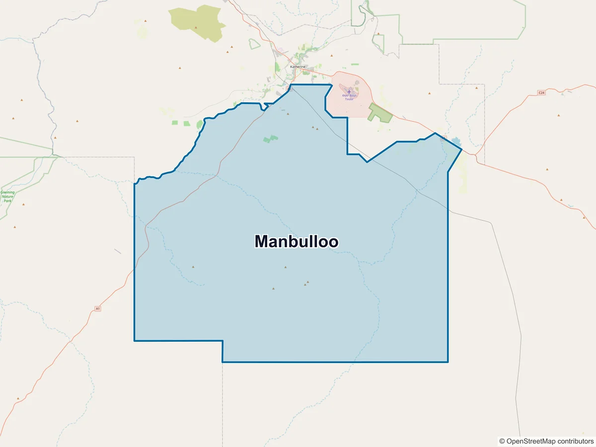 Map of Manbulloo, NT, Australia