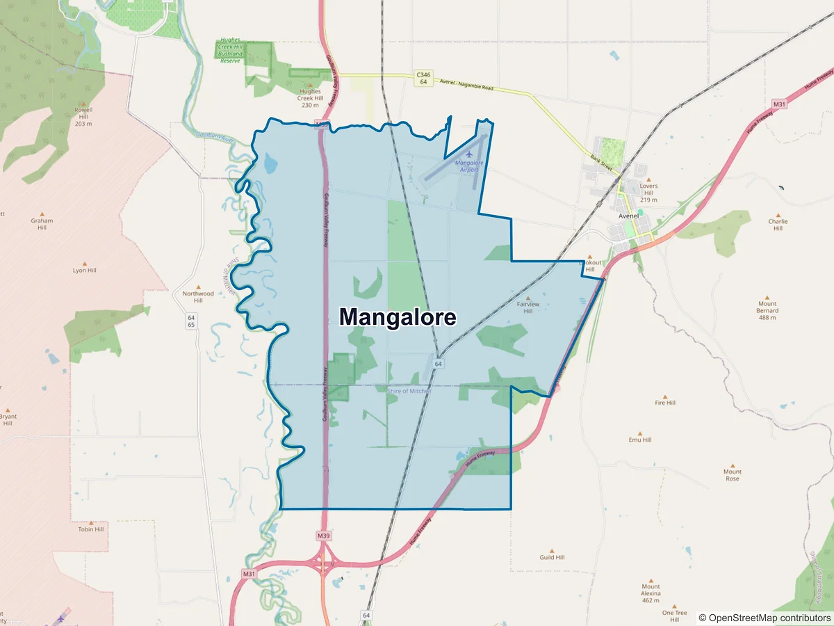 Map of Mangalore, VIC, Australia