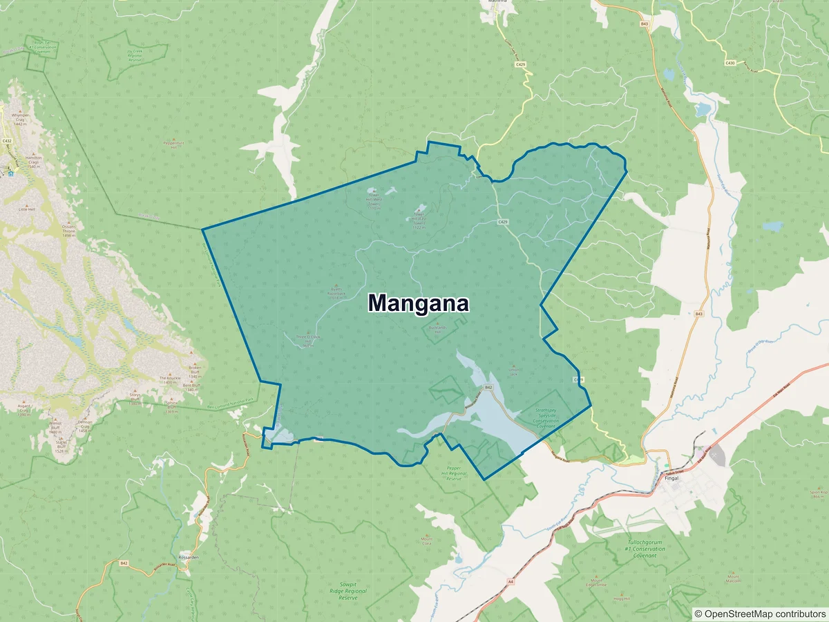 Map of Mangana, TAS, Australia