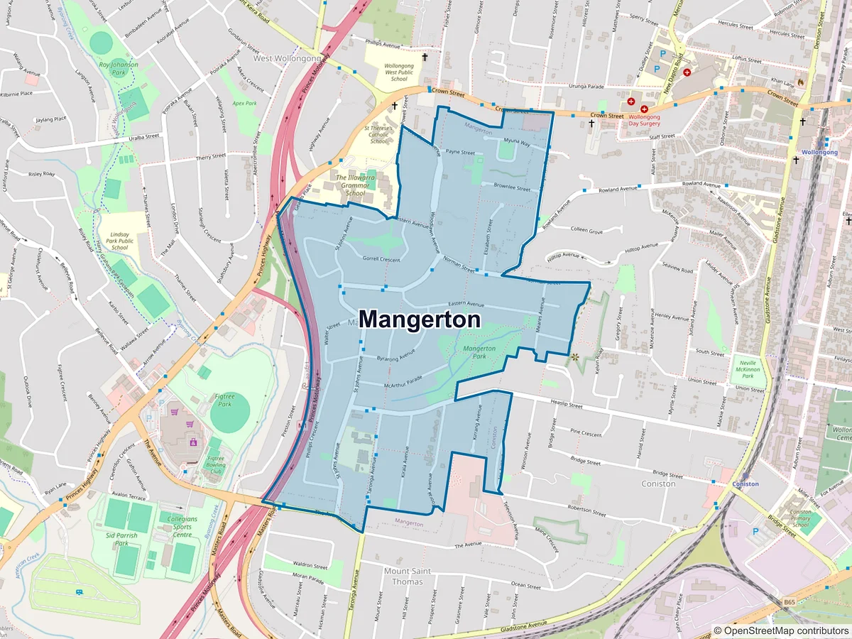 Map of Mangerton, NSW, Australia
