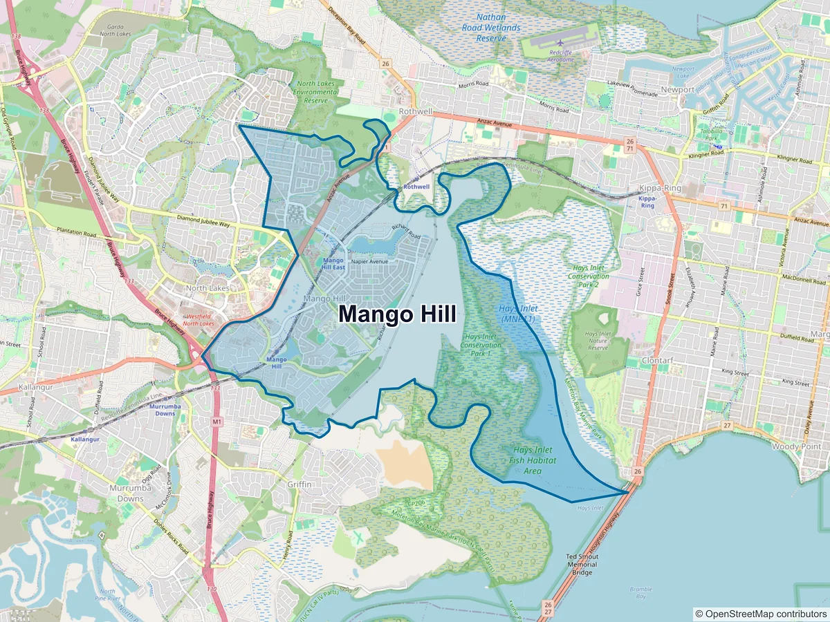 Map of Mango Hill, QLD, Australia