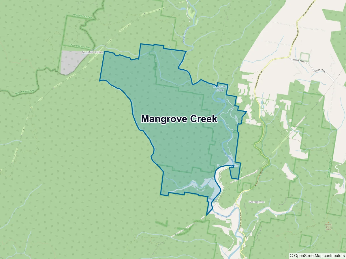 Map of Mangrove Creek, NSW, Australia
