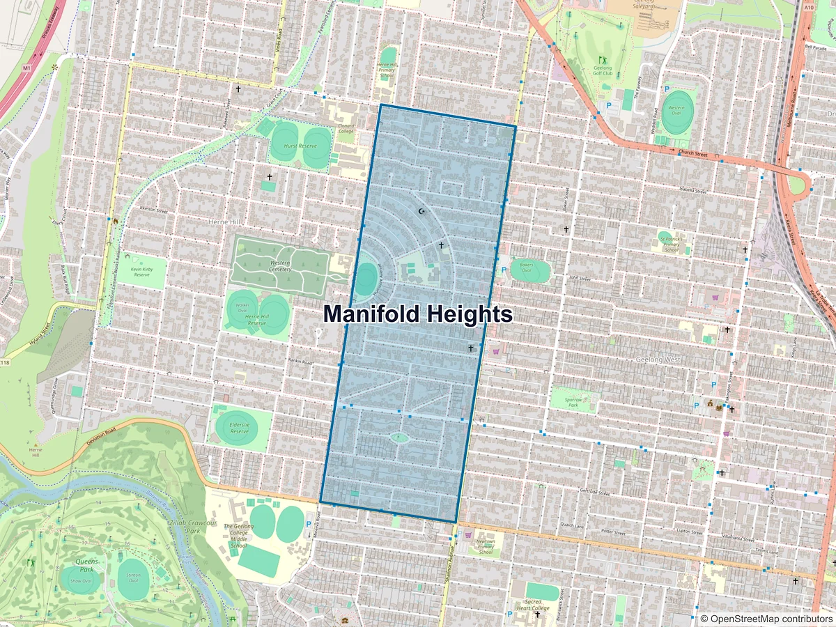 Map of Manifold Heights, VIC, Australia