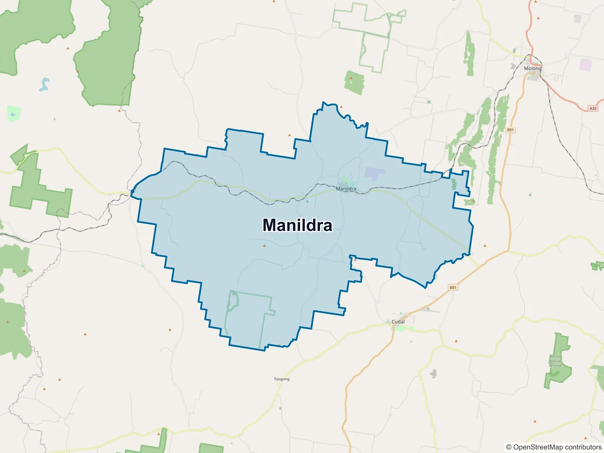Map of Manildra, NSW, Australia