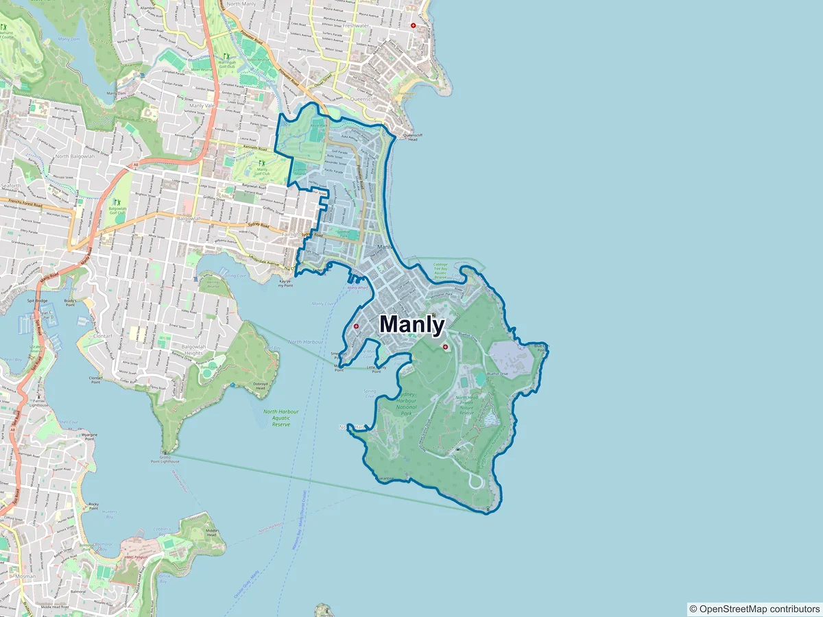 Map of Manly, NSW, Australia