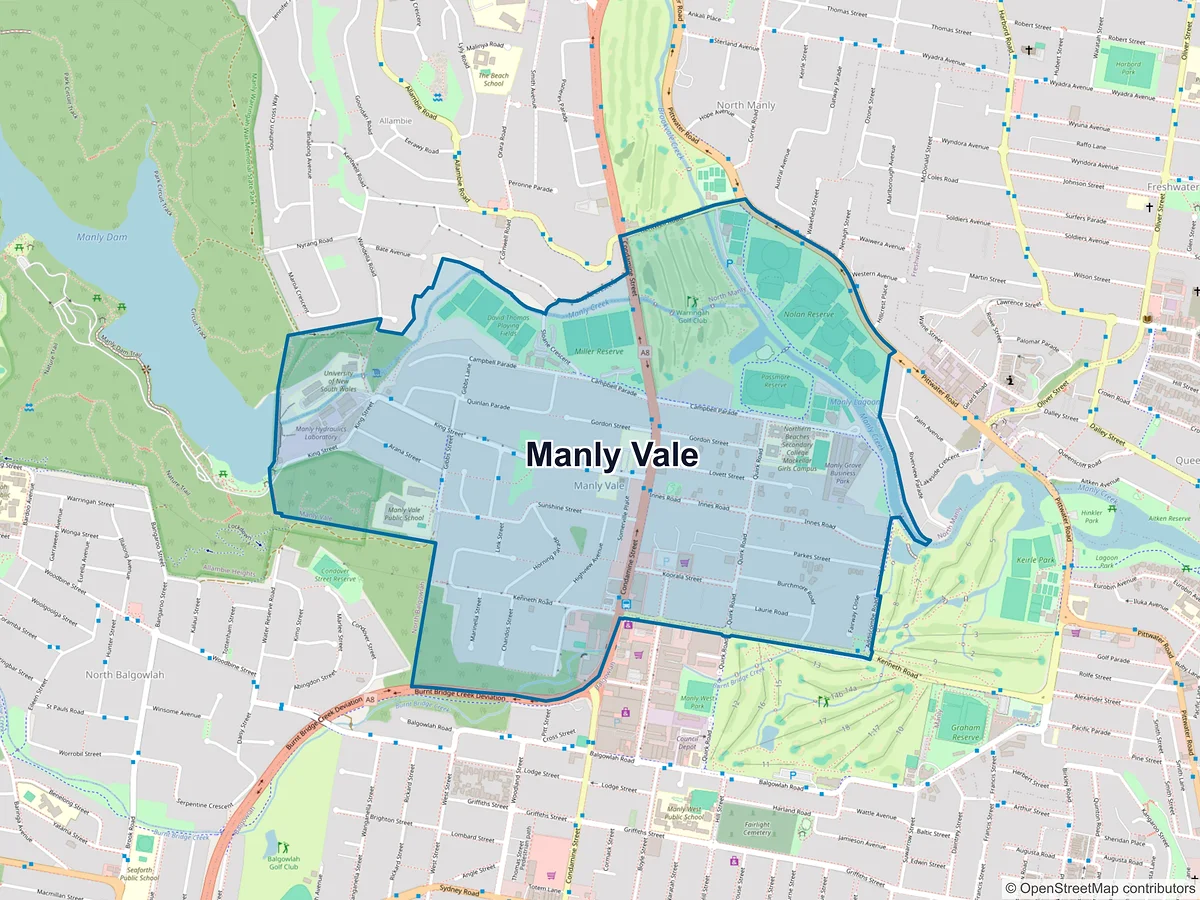 Map of Manly Vale, NSW, Australia