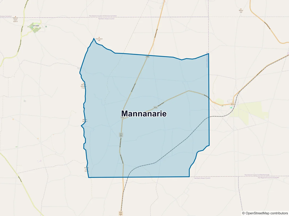 Map of Mannanarie, SA, Australia