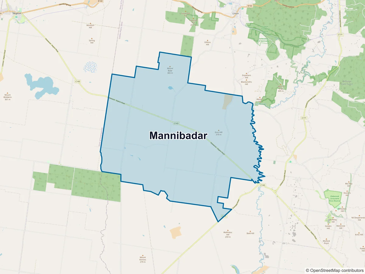 Map of Mannibadar, VIC, Australia