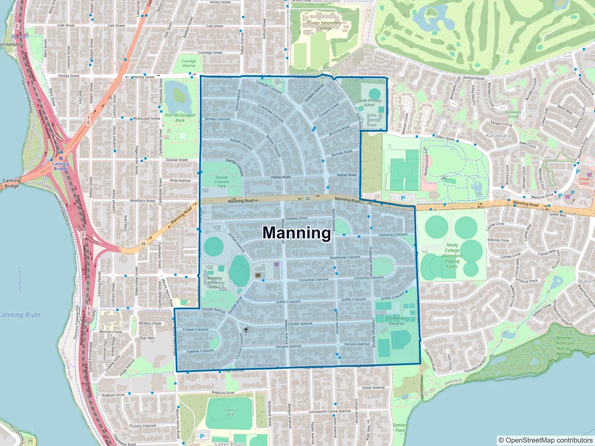 Map of Manning, WA, Australia