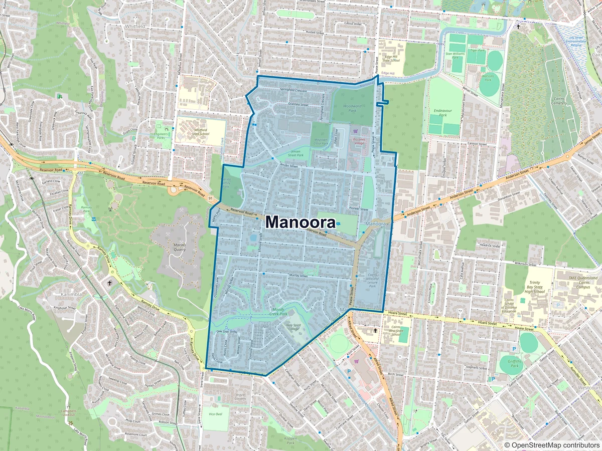 Map of Manoora, QLD, Australia