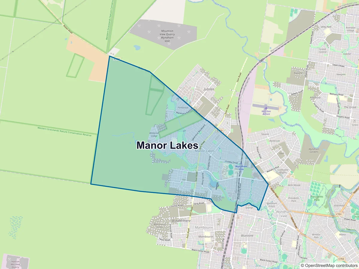 Map of Manor Lakes, VIC, Australia