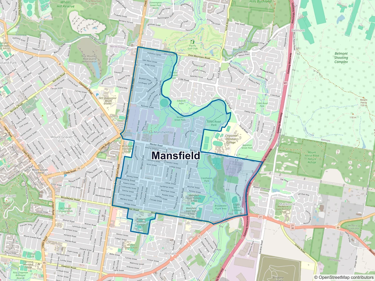 Map of Mansfield, QLD, Australia
