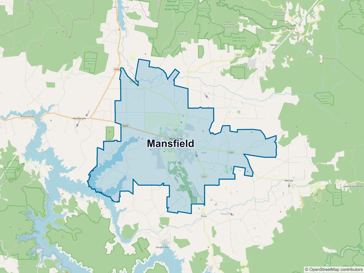 Map of Mansfield, VIC, Australia