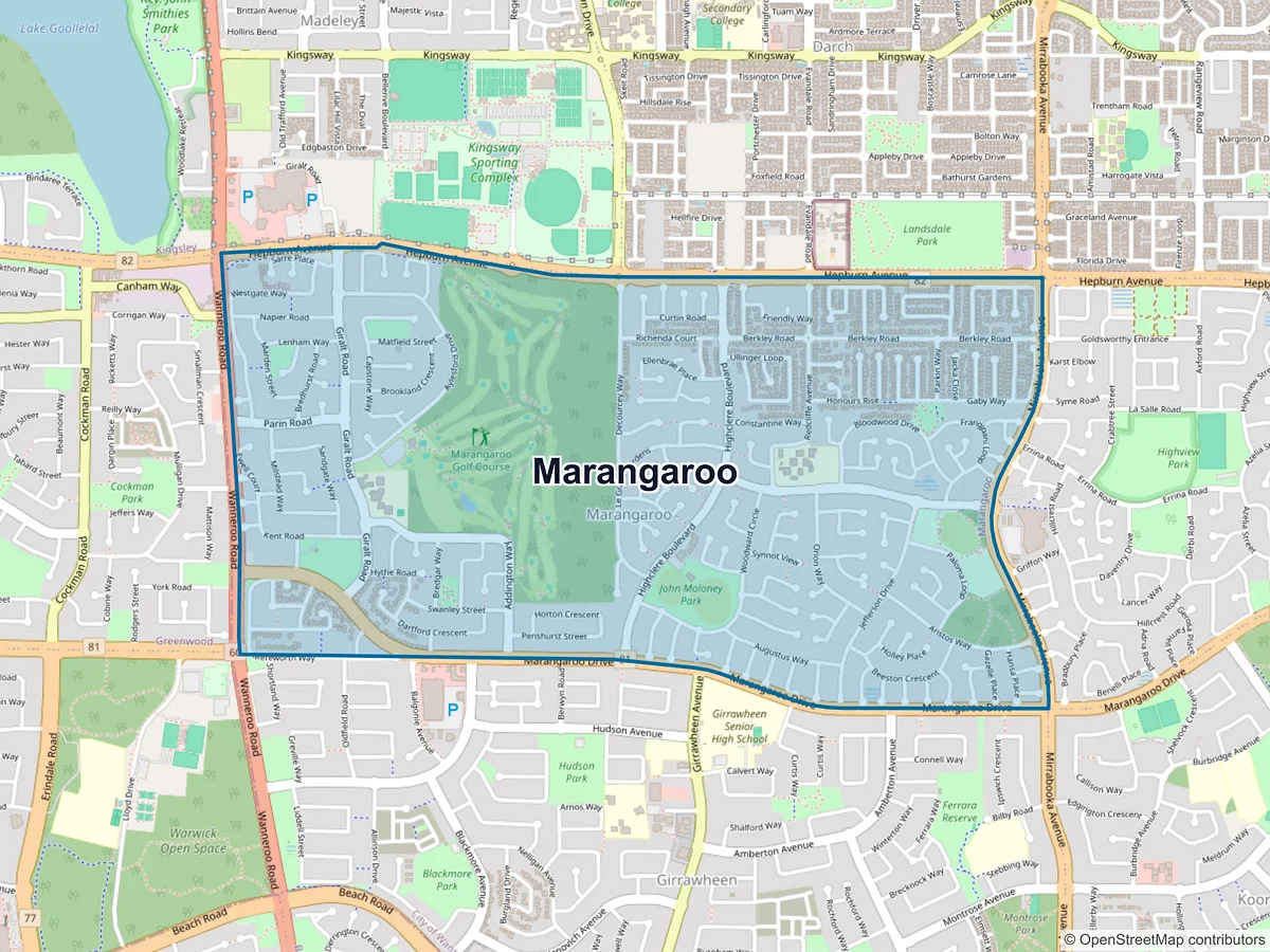 Map of Marangaroo, WA, Australia