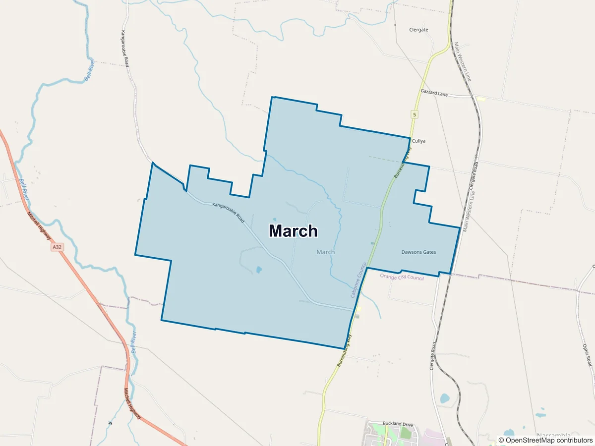 Map of March, NSW, Australia