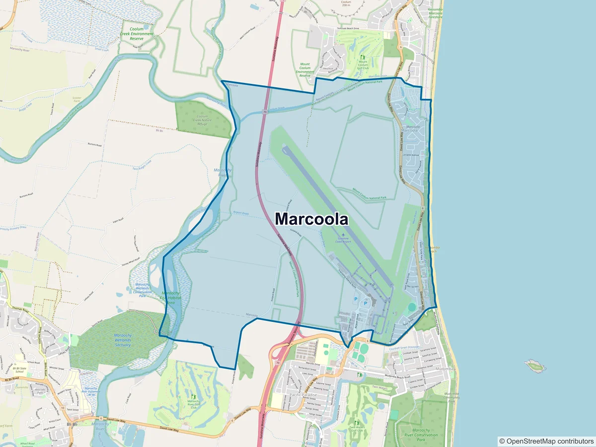 Map of Marcoola, QLD, Australia