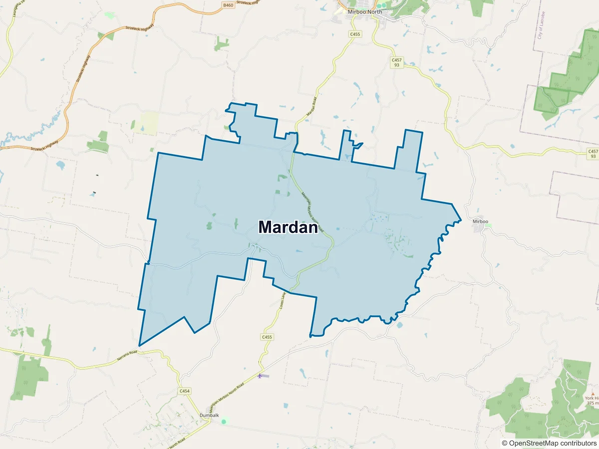 Map of Mardan, VIC, Australia