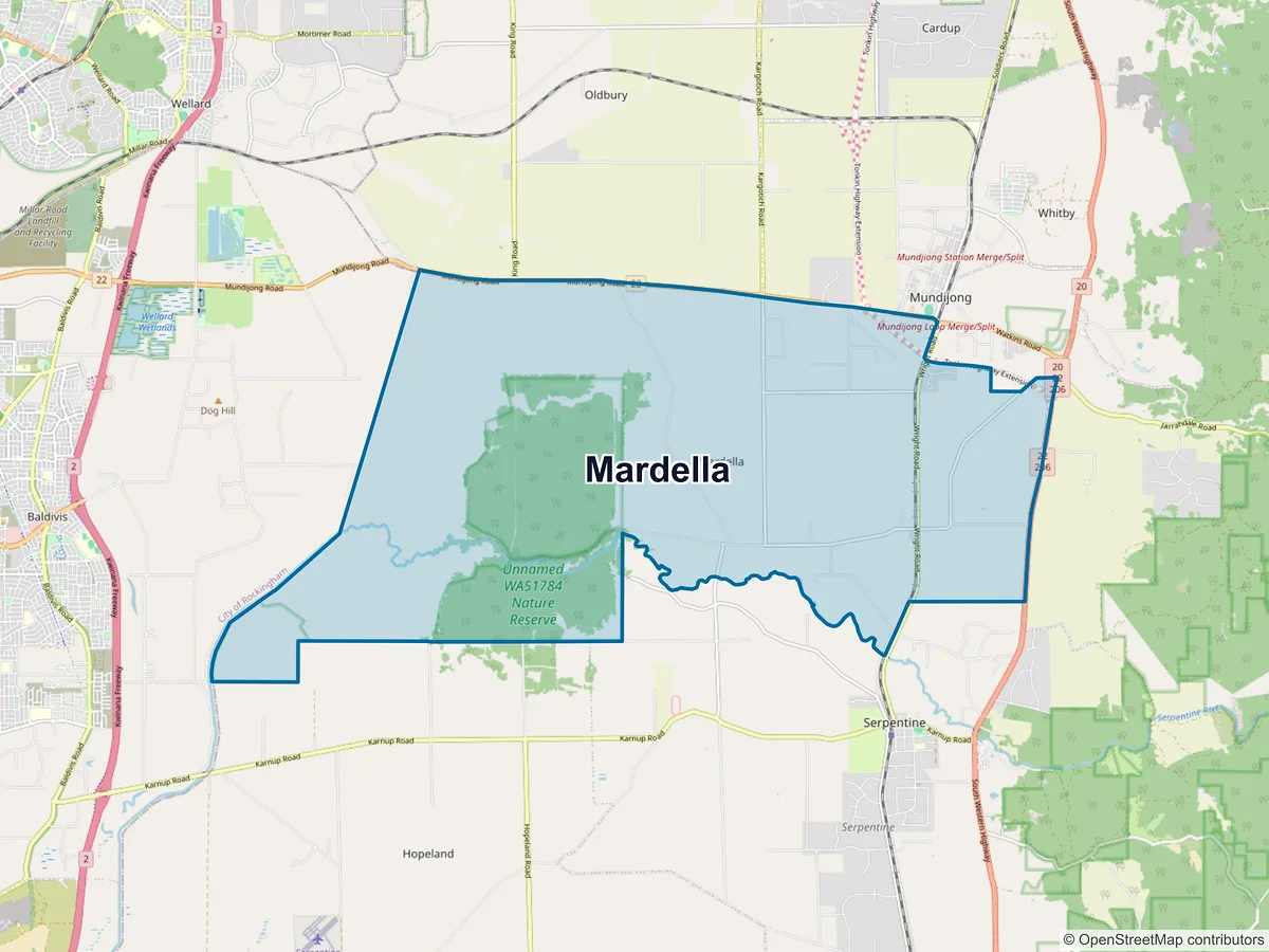 Map of Mardella, WA, Australia