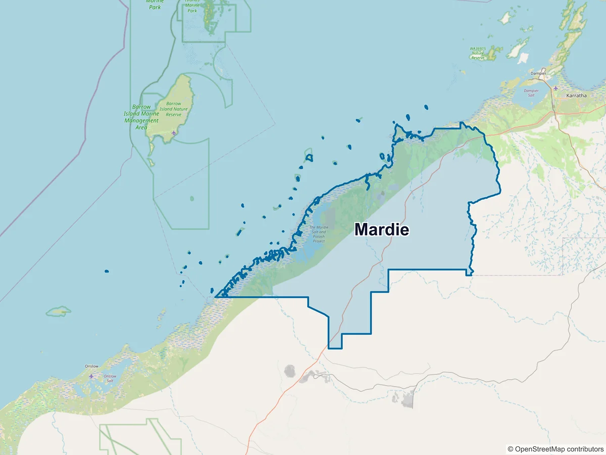 Map of Mardie, WA, Australia