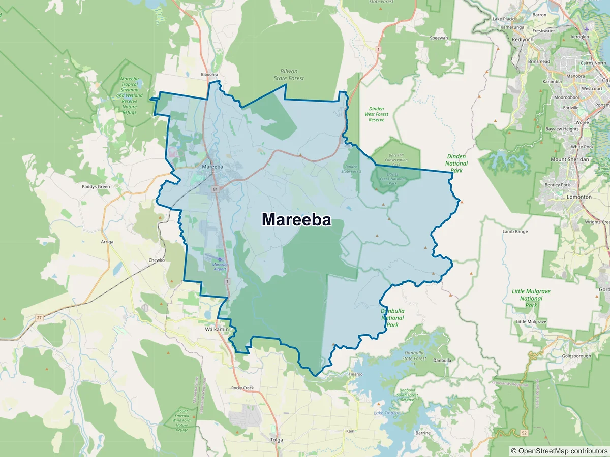 Map of Mareeba, QLD, Australia