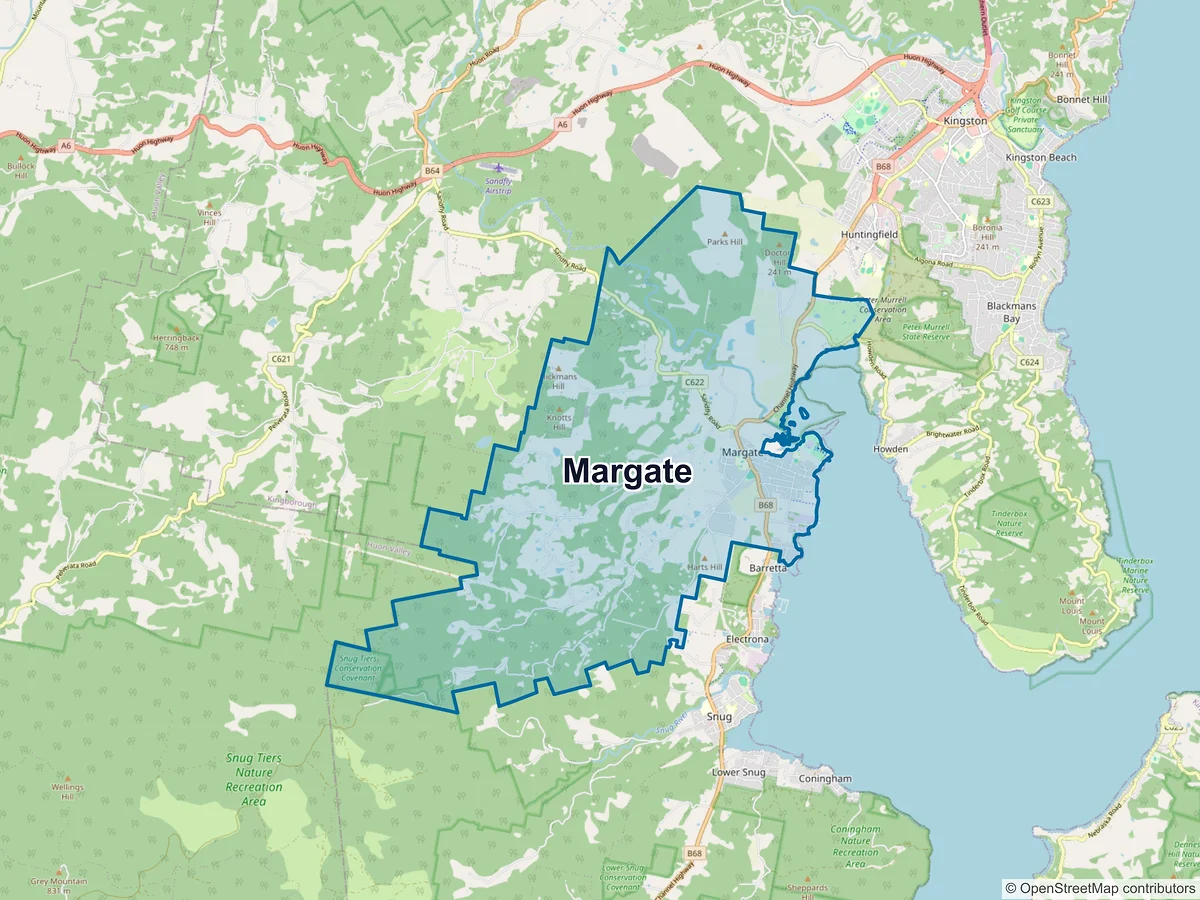 Map of Margate, TAS, Australia