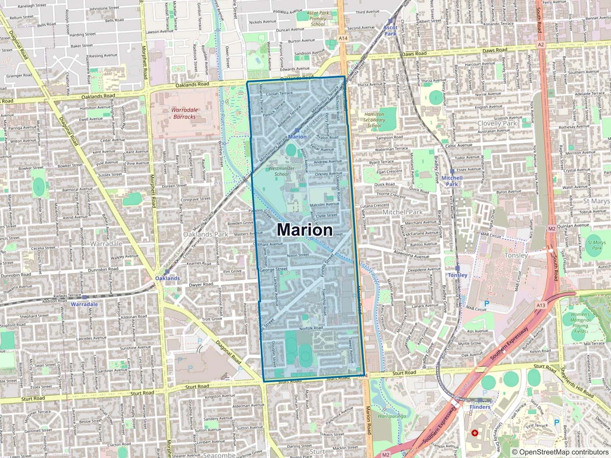 Map of Marion, SA, Australia