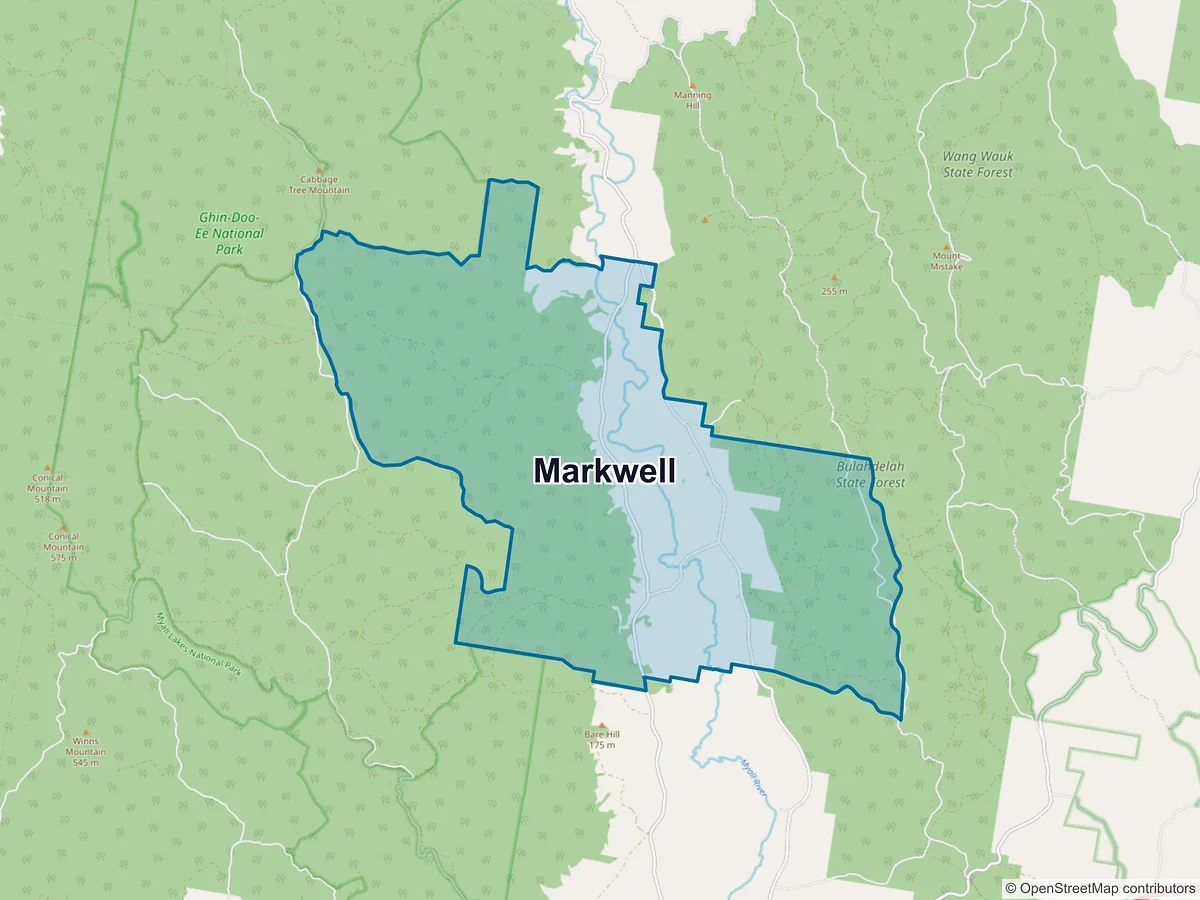 Map of Markwell, NSW, Australia