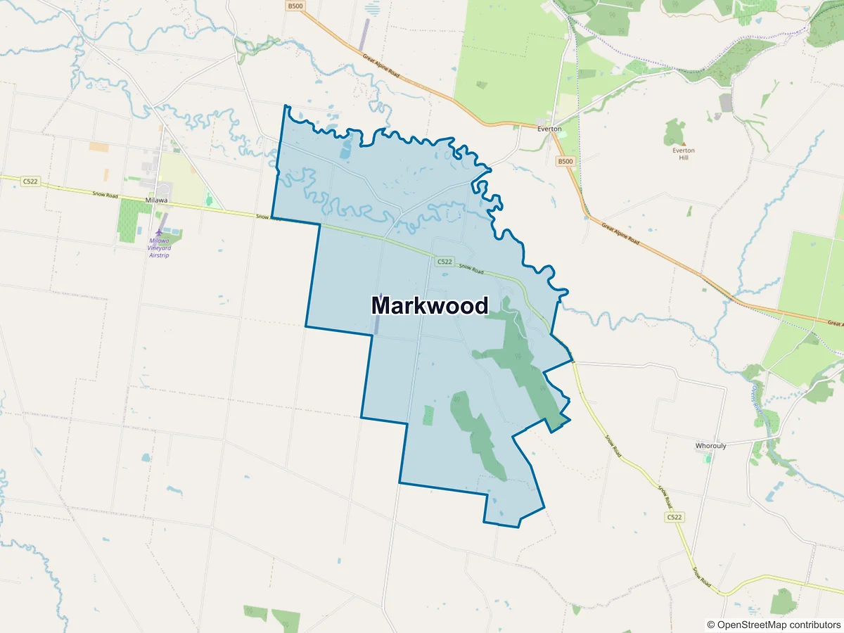 Map of Markwood, VIC, Australia