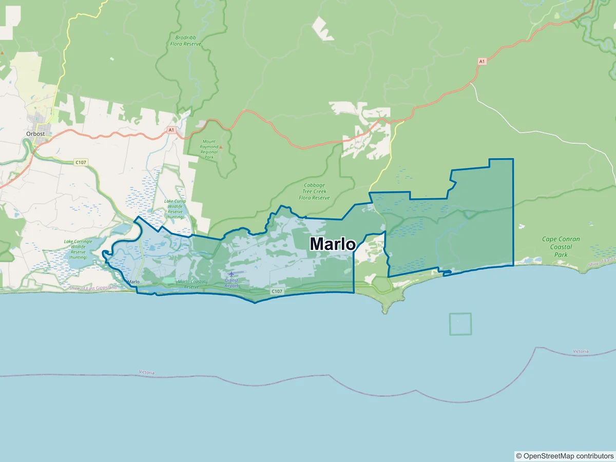 Map of Marlo, VIC, Australia