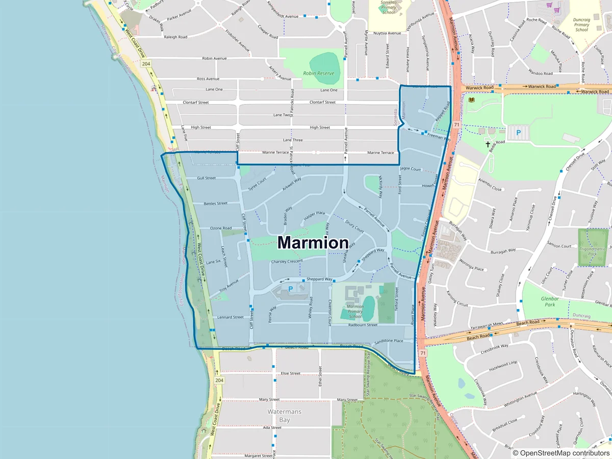 Map of Marmion, WA, Australia