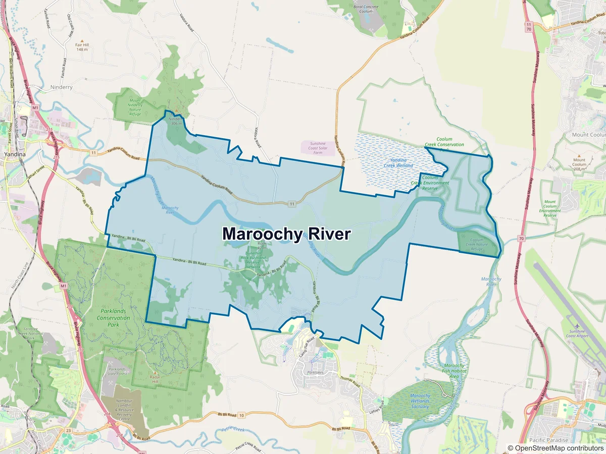 Map of Maroochy River, QLD, Australia