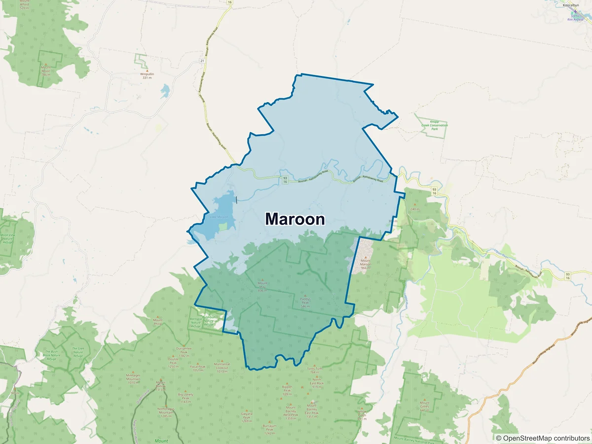 Map of Maroon, QLD, Australia