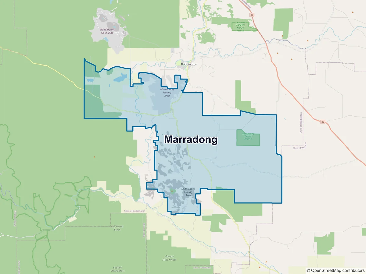 Map of Marradong, WA, Australia