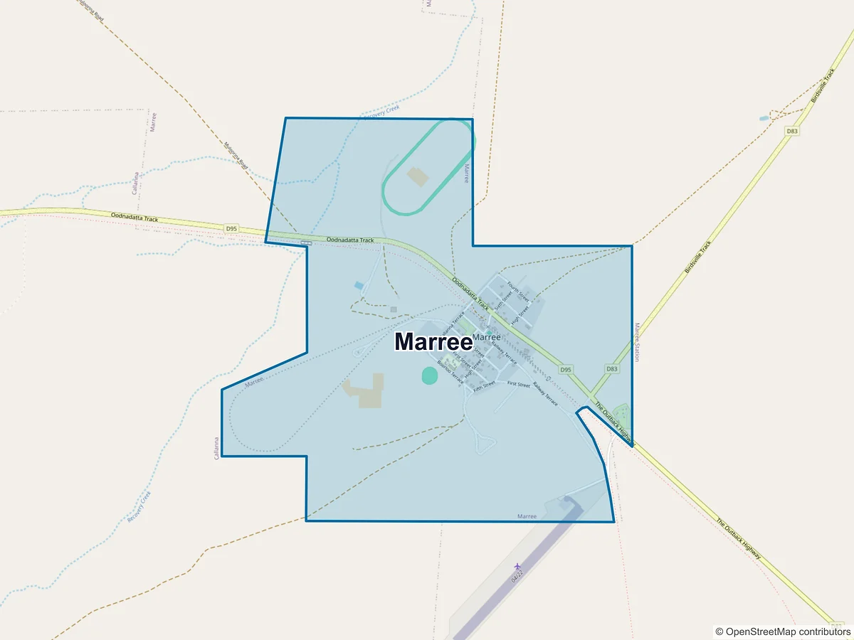 Map of Marree, SA, Australia