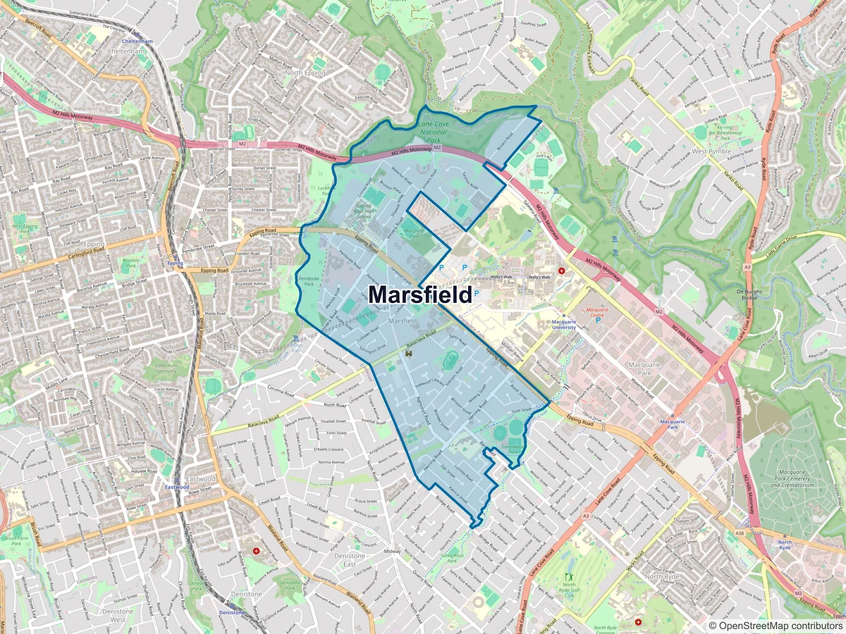 Map of Marsfield, NSW, Australia