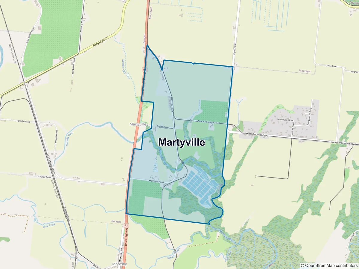 Map of Martyville, QLD, Australia