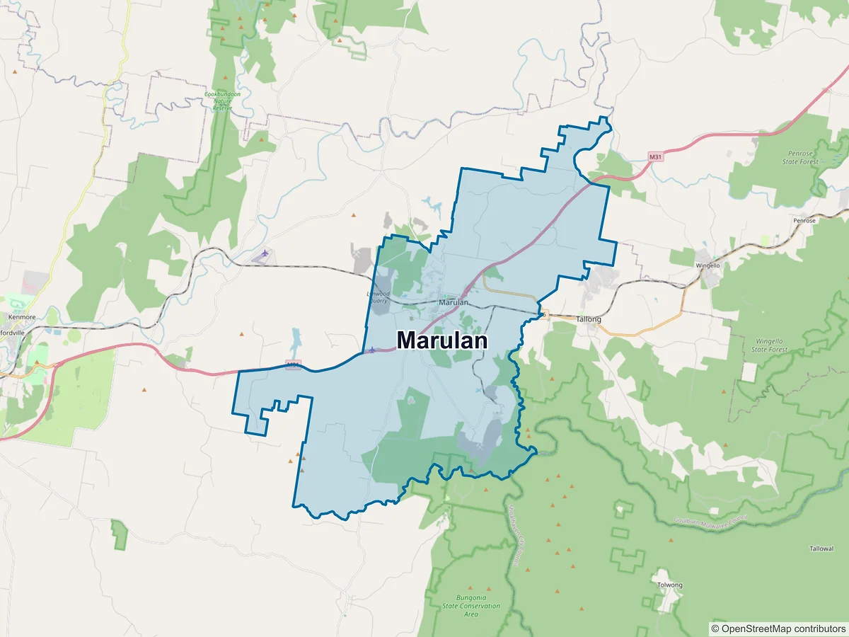 Map of Marulan, NSW, Australia
