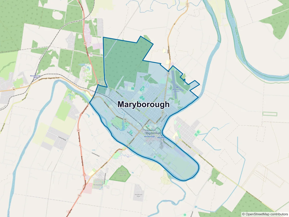 Map of Maryborough, QLD, Australia
